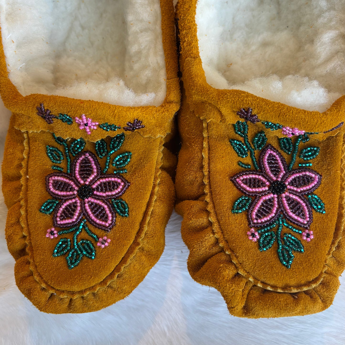 Purple and Pink Floral Moccasins - Size 7