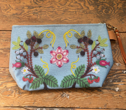 Blue Beadwork Design Expandable Bag