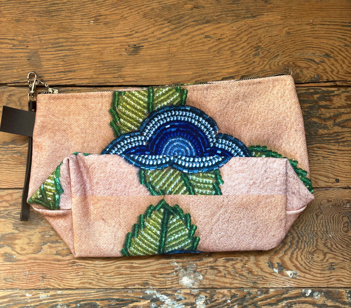 Flower Beadwork Design Expandable Bag