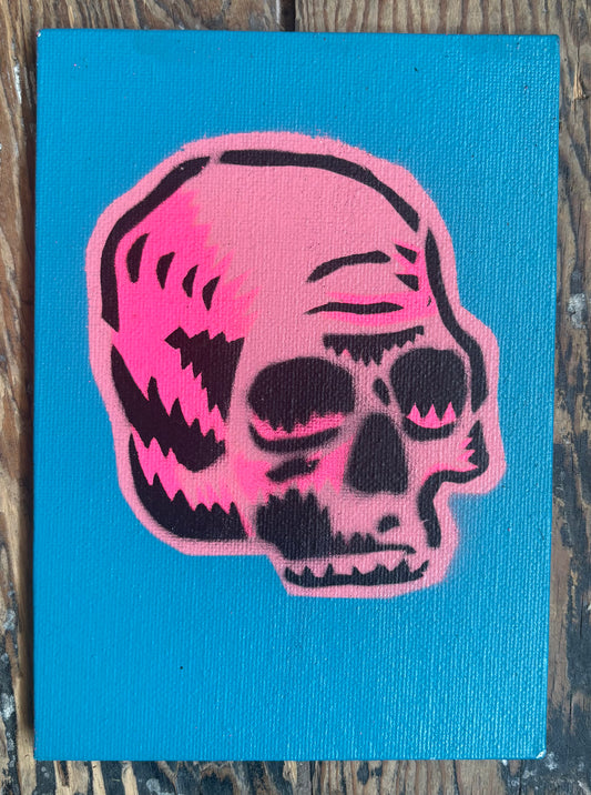 Spray Paint Painting Blue Skull