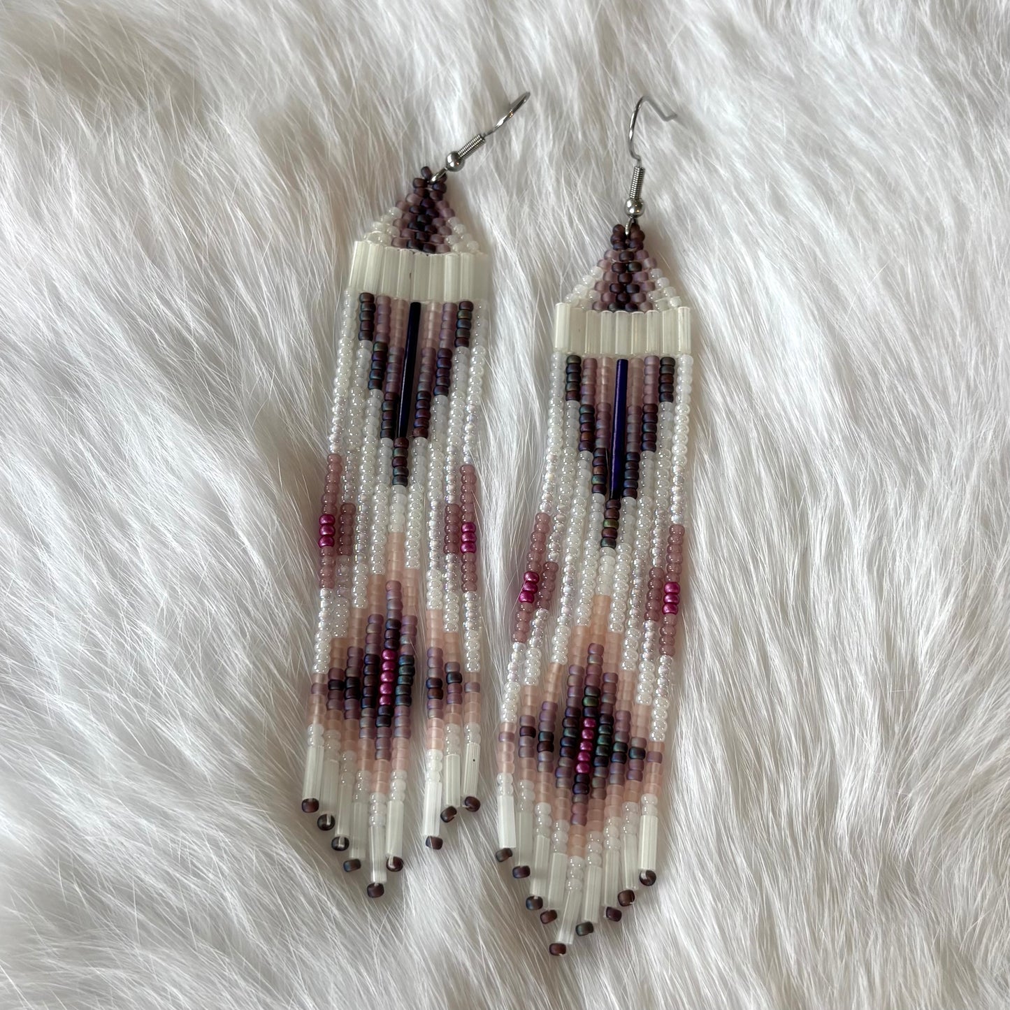 Purple Quill Fringe Earrings