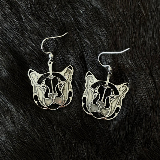 "Cougar" Silver Dangle Earrings - Gina Mae Schubert