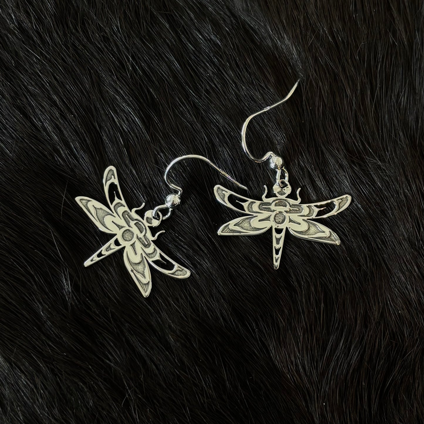 "Dragonfly" Silver Dangle Earrings - Gina Mae Schubert