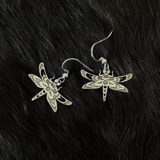 "Dragonfly" Silver Dangle Earrings - Gina Mae Schubert