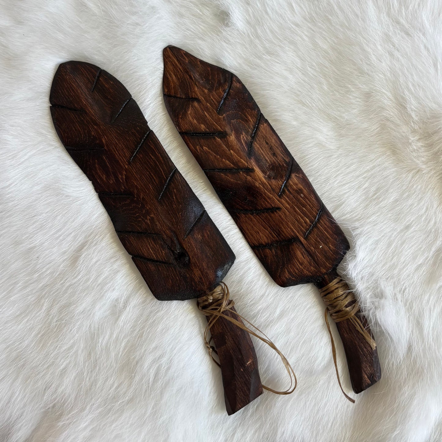 Hand Carved Cedar Feathers | Medium