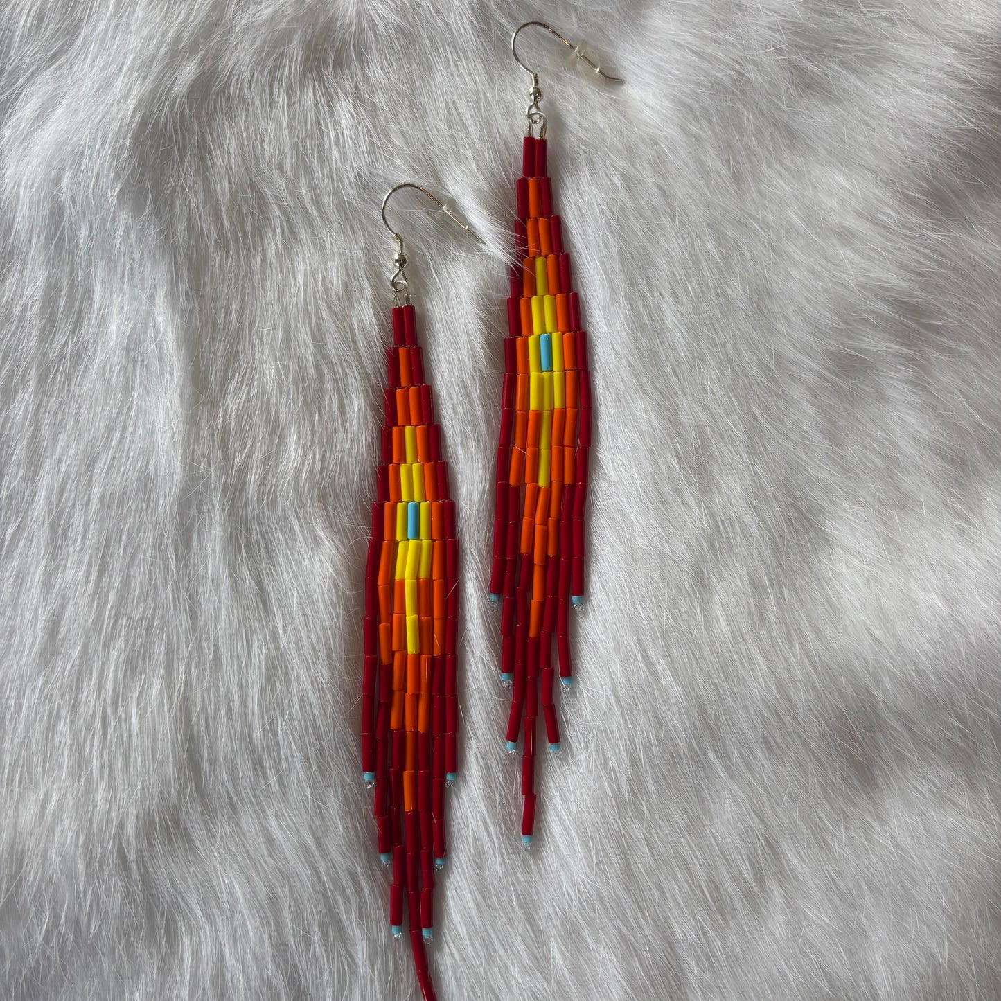 Bugle Bead Long Flame Earrings - Various Patterns
