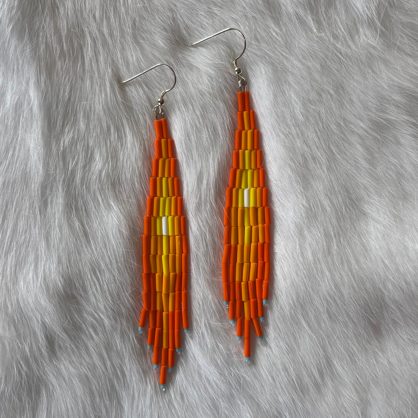 Bugle Bead Long Flame Earrings - Various Patterns