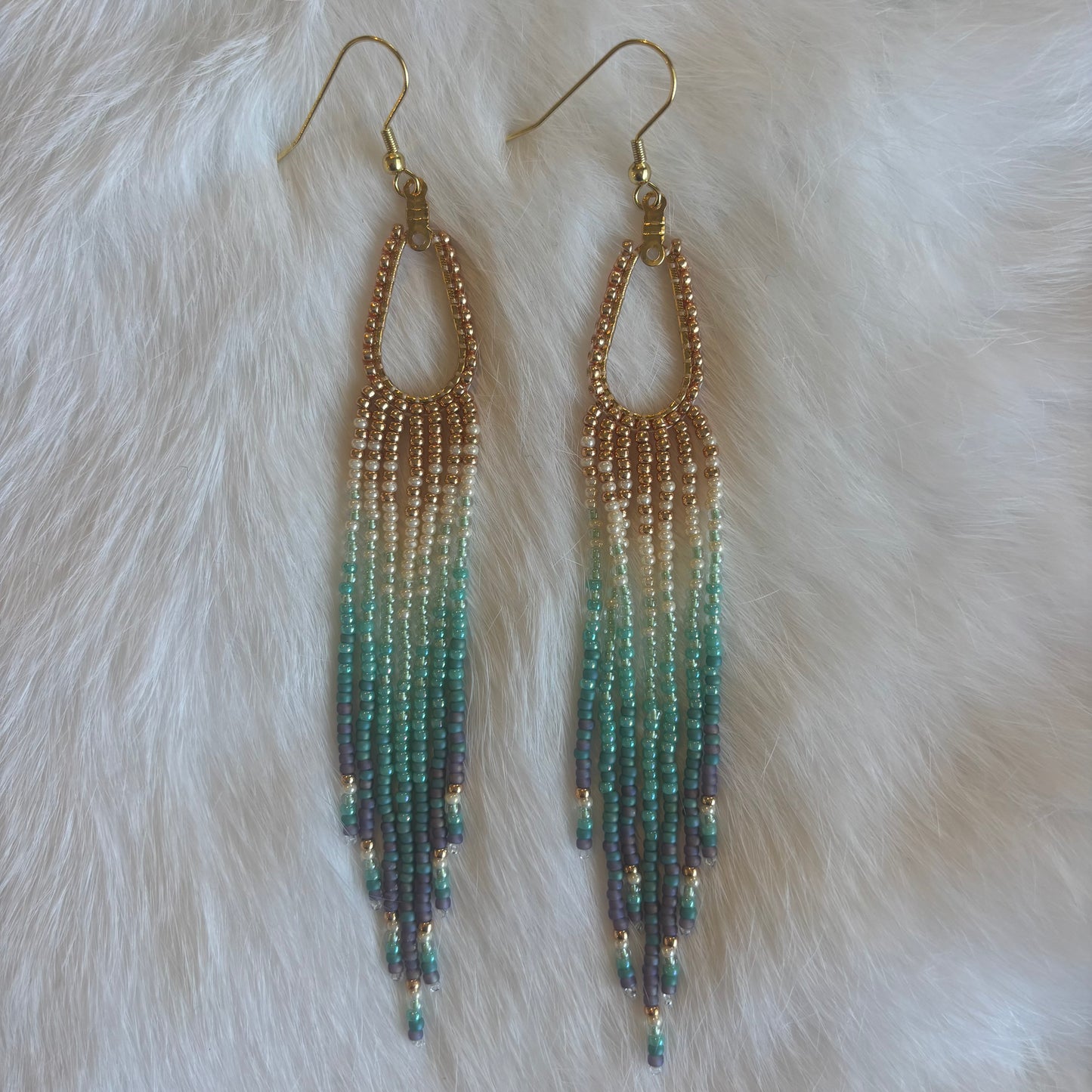 Gold Plated Small Teardrop Hoop Earring with Fringe - Various Colours