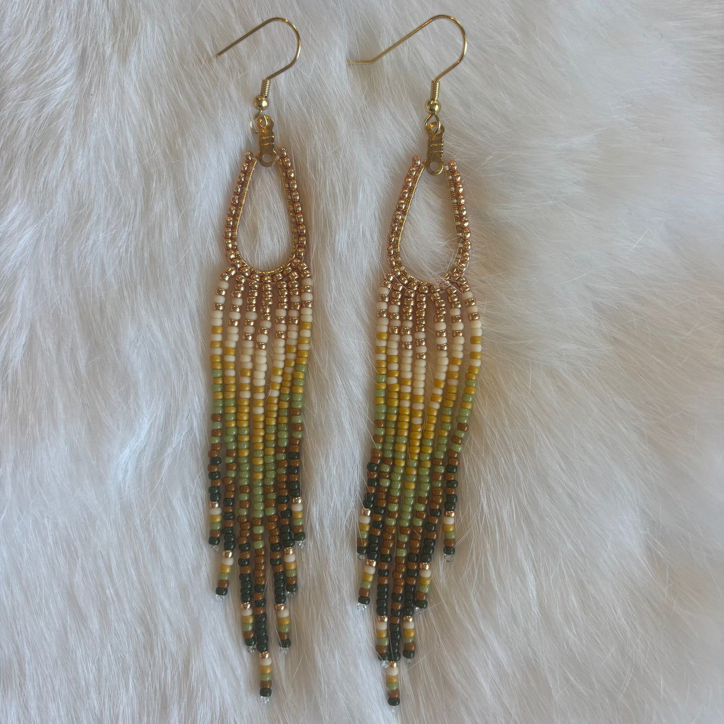 Gold Plated Small Teardrop Hoop Earring with Fringe - Various Colours