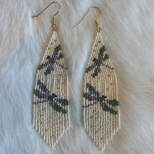 Green and Purple Dragonfly Fringe Earrings