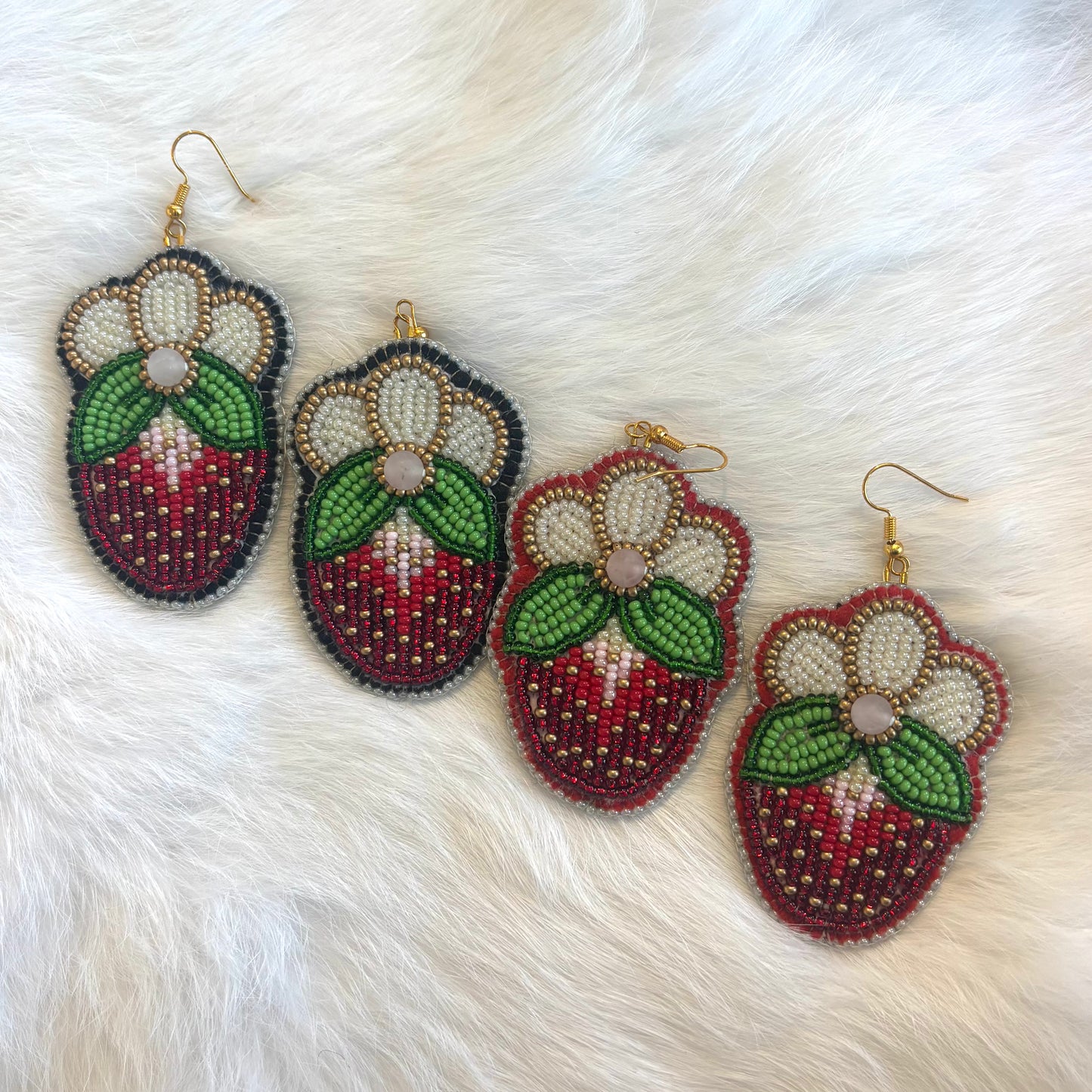 Beaded Strawberry Earrings