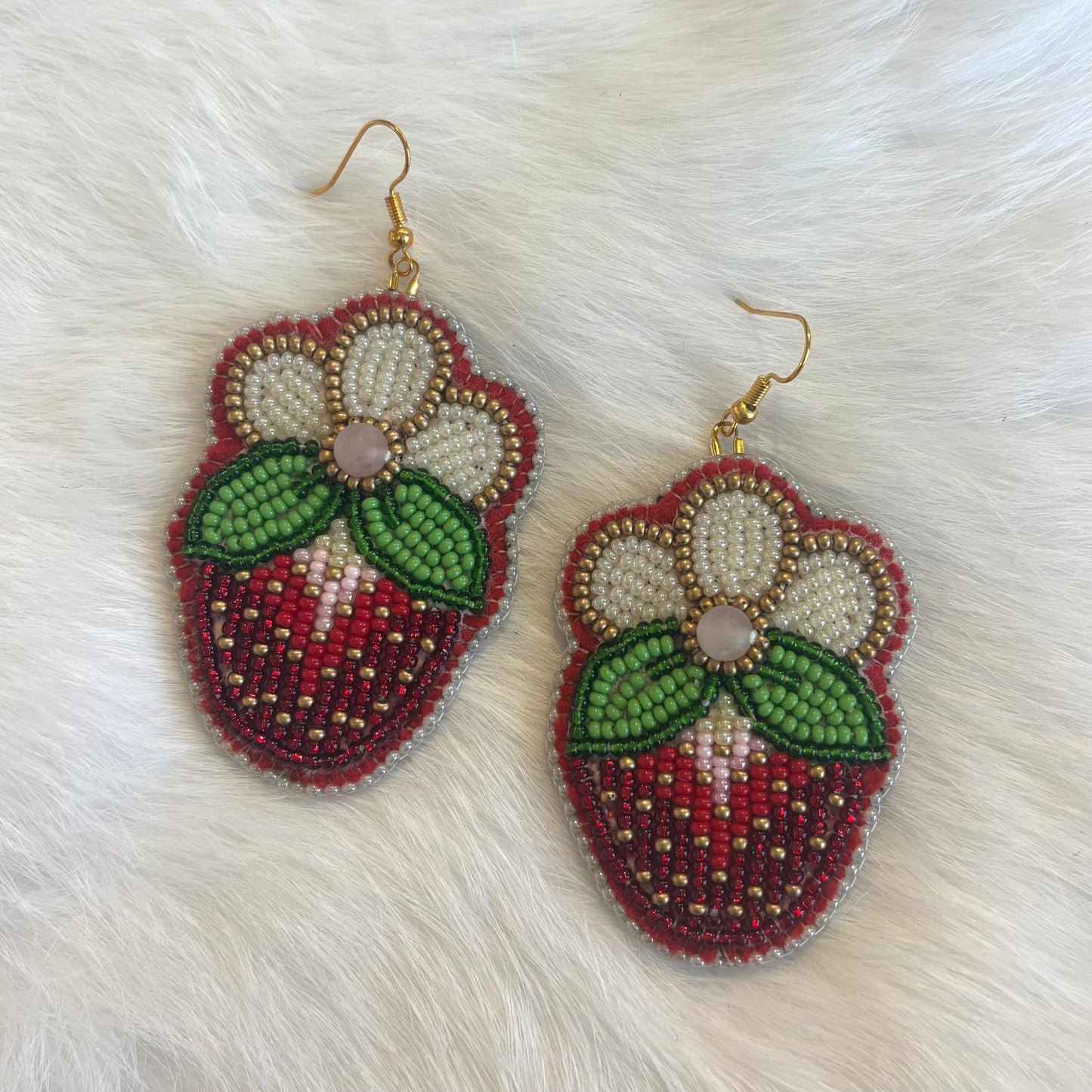 Beaded Strawberry Earrings