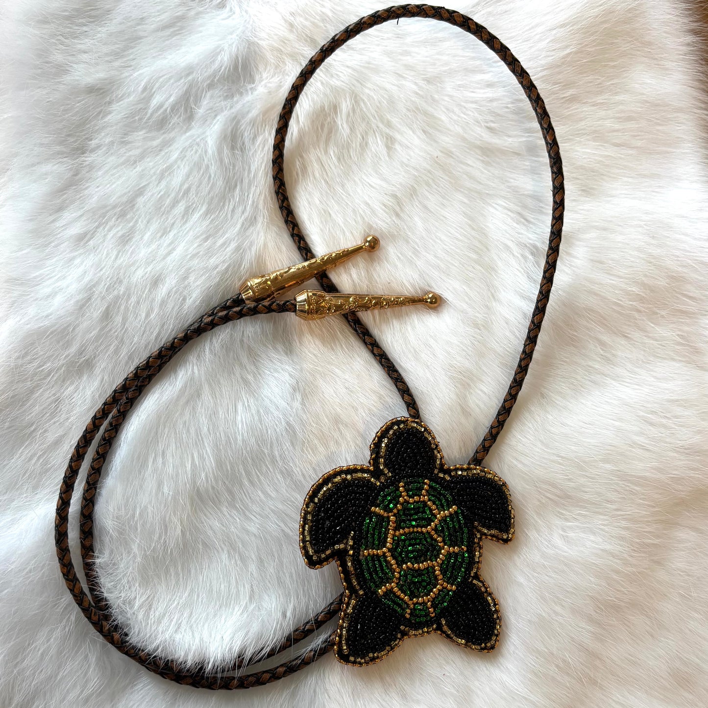 Beaded Turtle Bolo Tie