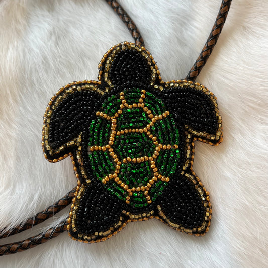Beaded Turtle Bolo Tie