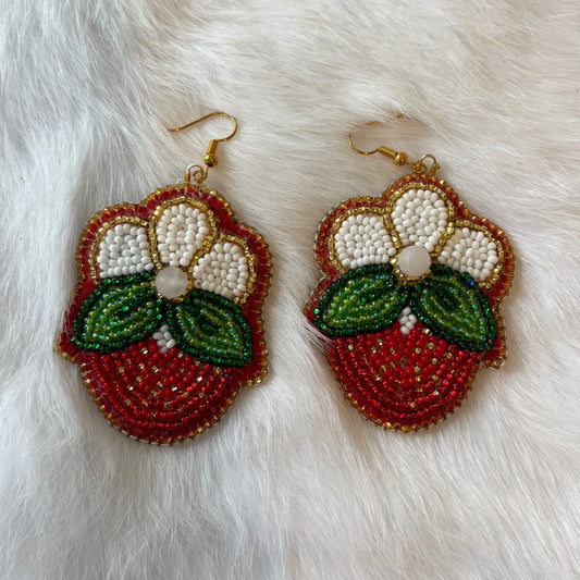 Medium Strawberry Floral Earrings- Assorted