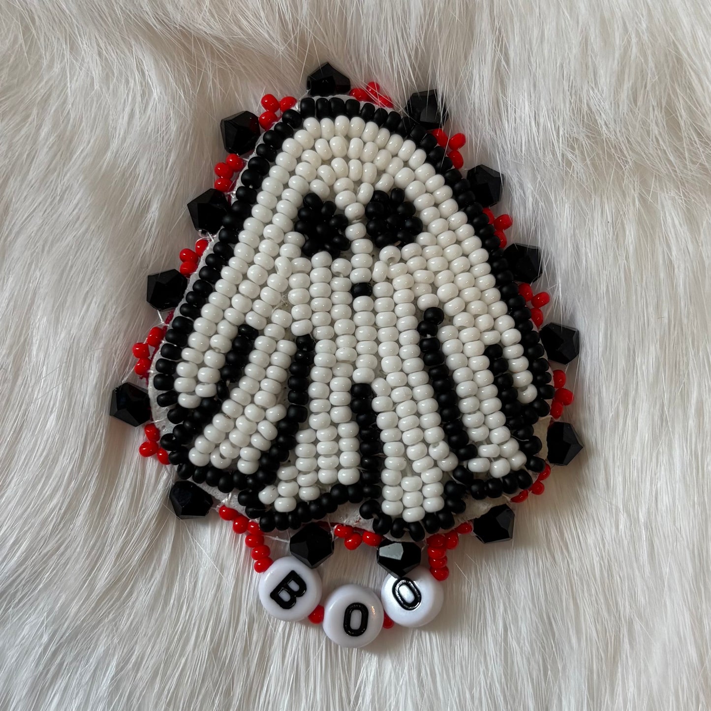 "Boo" Beaded Ghost Pin