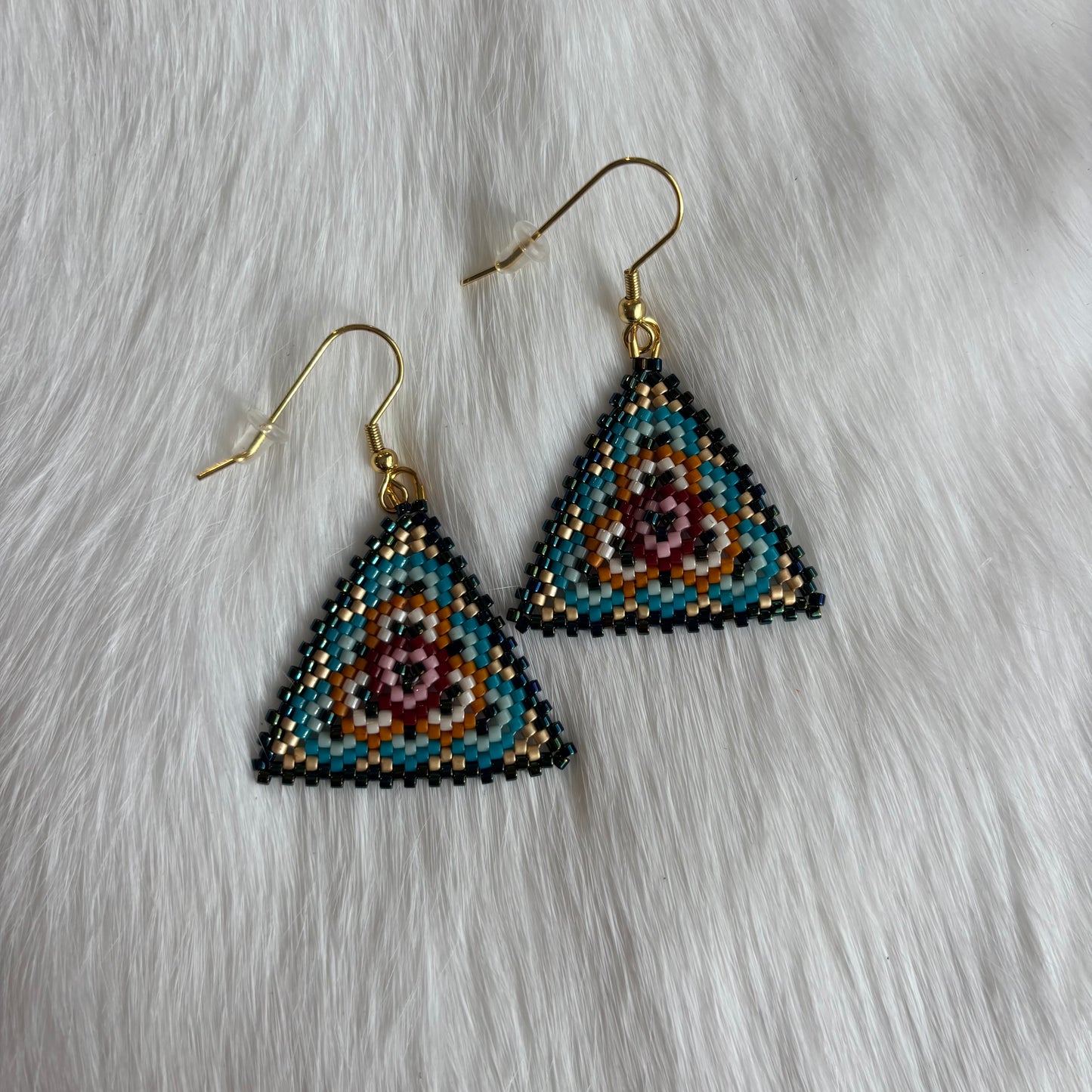 Geometric Triangle Beaded Earrings
