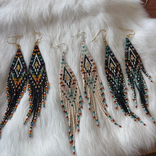 Sacred Path Beaded Fringe Earrings