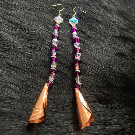 Purple Passion Flower + Stars Earrings