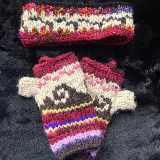 Cowichan Knit Headband And Hand Warmers