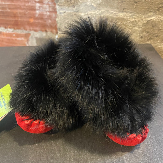 Red and Black Yarënda' (rock) - Baby suede and rabbit fur moccasin