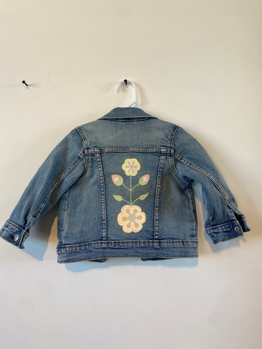 Child's Floral Strawberry Denim Jacket