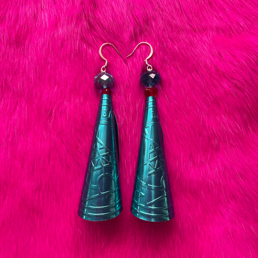 Small Blue Jingle Cone Earrings