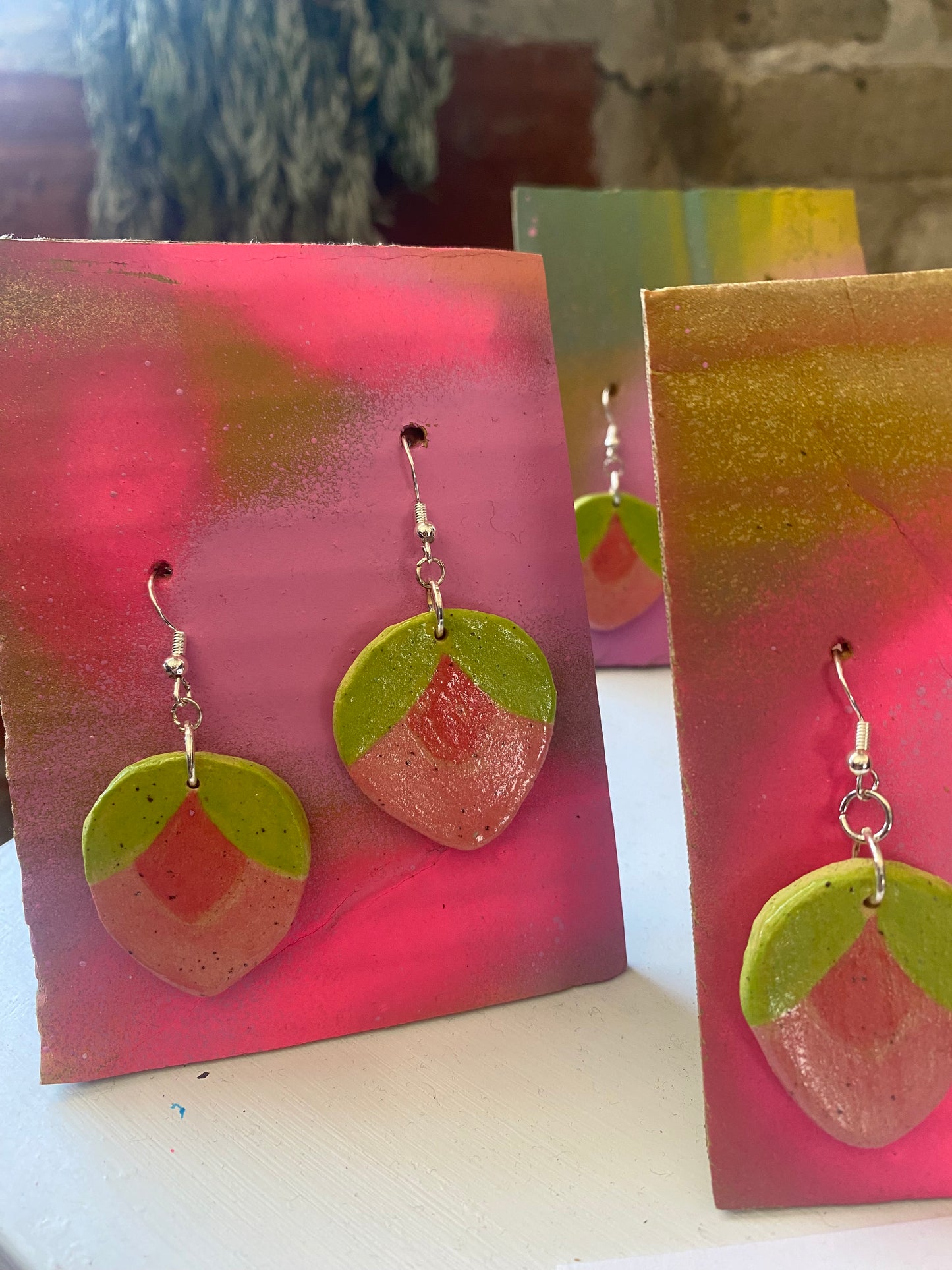 Ceramic Strawberry Earrings