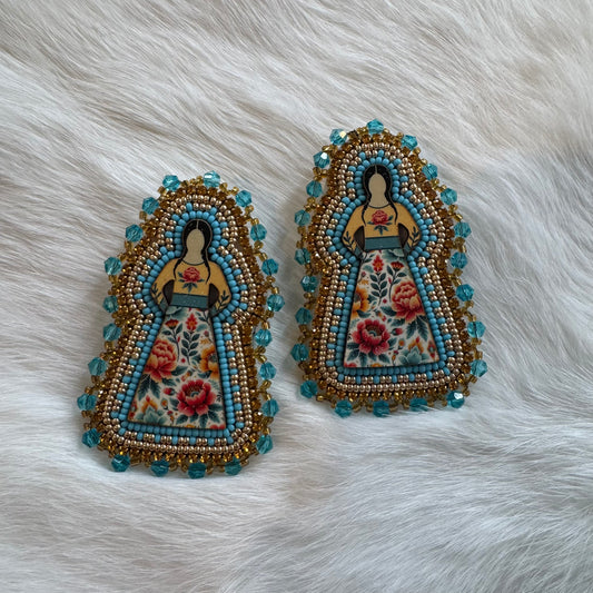 Flower Dress Flat Stitch Earrings