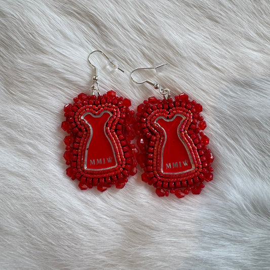 MMIW Red Dress Flat Stitch Earrings