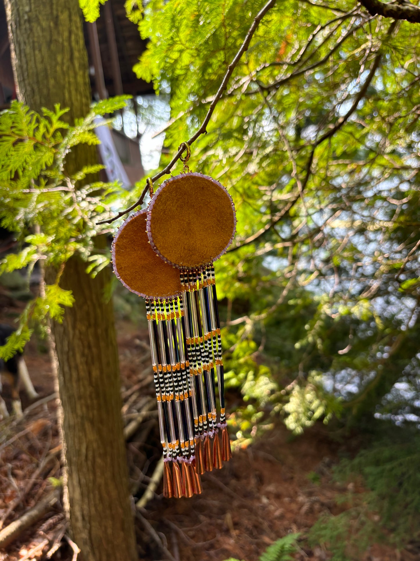 Beaded Birch and Fringe Earrings