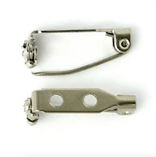 Nickel Plated Brooch Pin with Safety Catch (20x4mm)