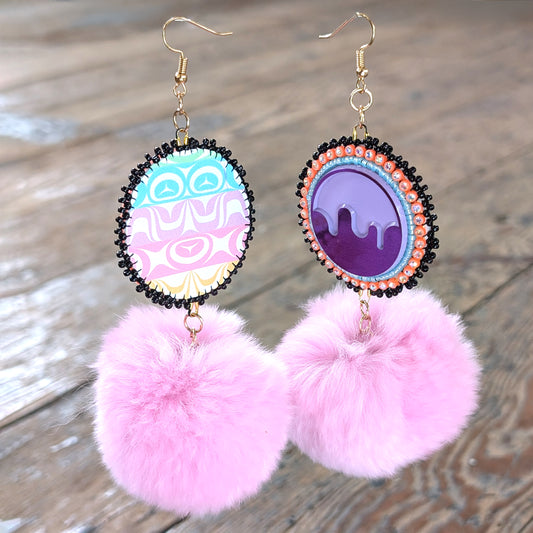 “Paralyze” Pokemon Coin Pom Pom Dangle Earrings