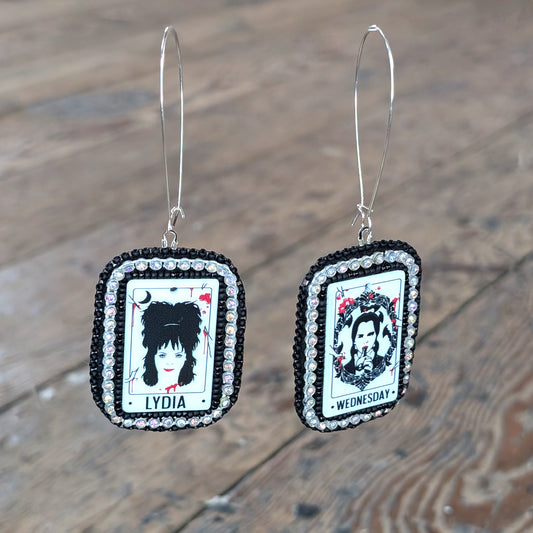 “Goth Icons” Wednesday & Lydia Tarot Beaded Earrings