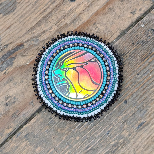 “Suicune” Pokemon Coin Beaded Brooch