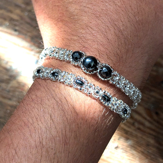 Silver Glam Beaded Bracelets