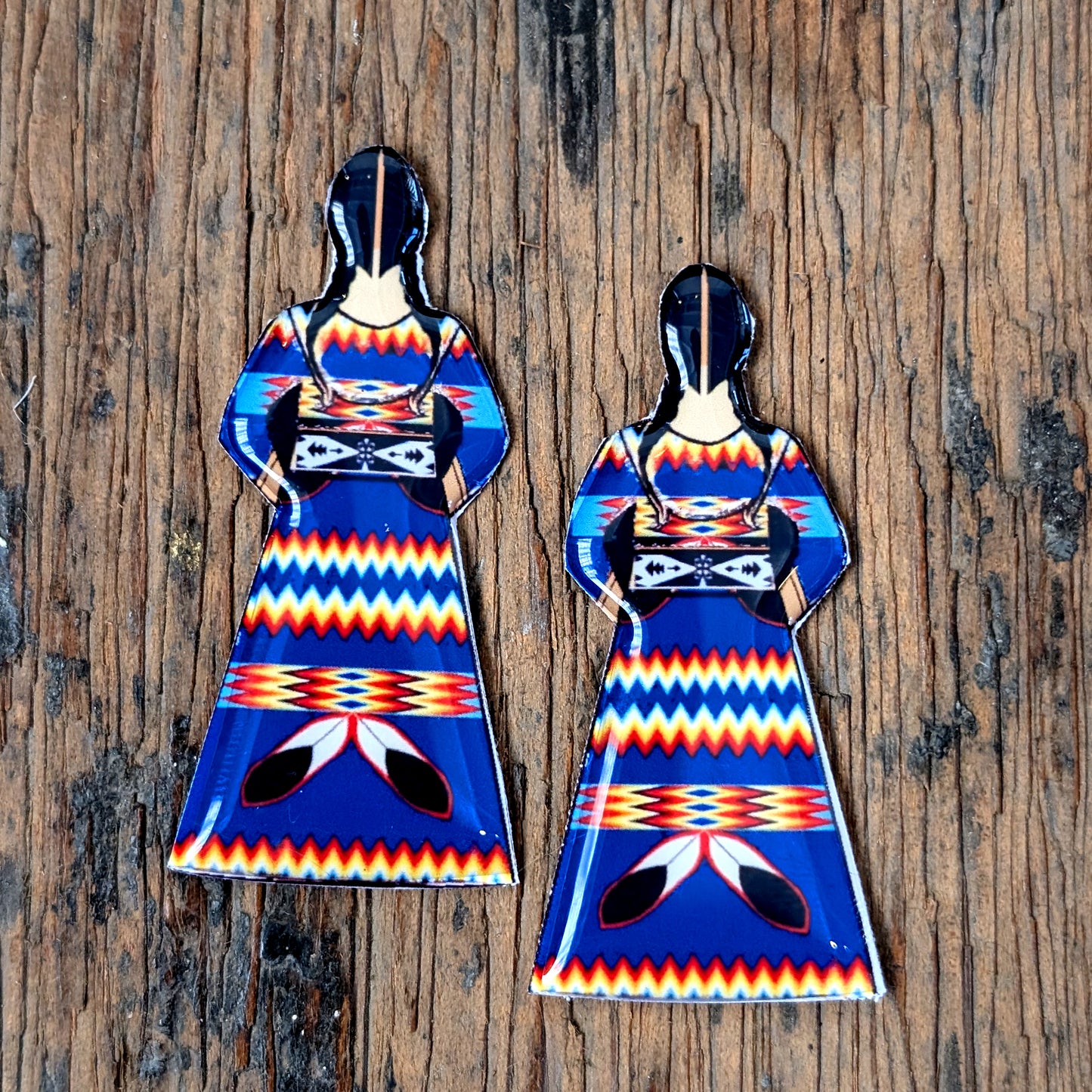 Twin Feather Blue Dress Cabochons