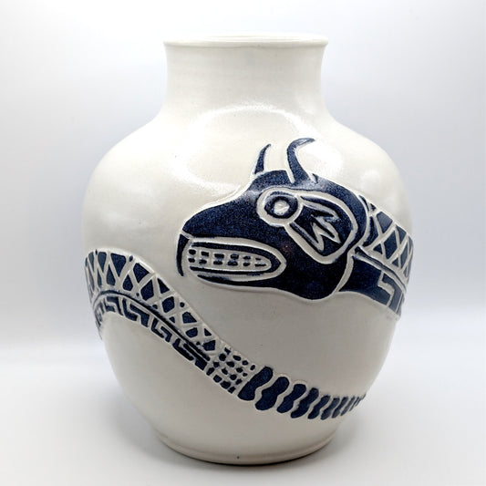 Horned Serpent Snake Vase