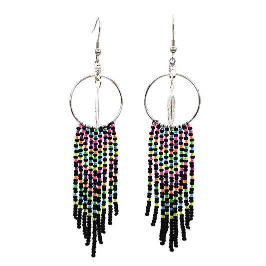 Neon Sherbet Beaded Fringe Earrings