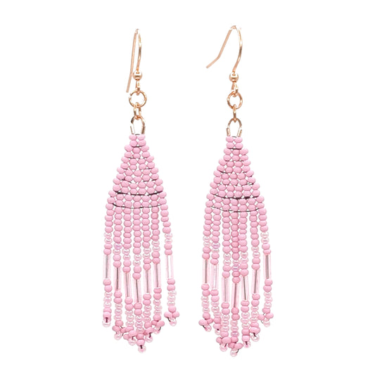 Matte Pink Baby Fringe Earrings