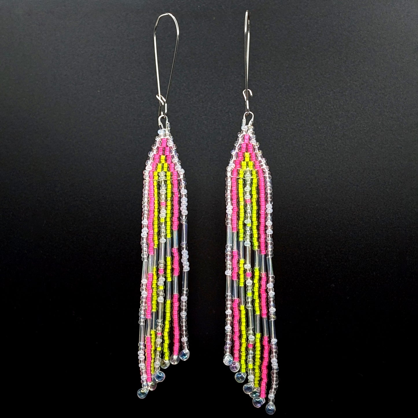 Concert Light Stick Neon Beaded Fringe Earrings