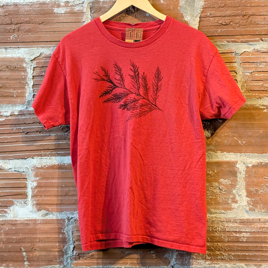 Cedar Printed Up-Cycled T-Shirt (Red LG)