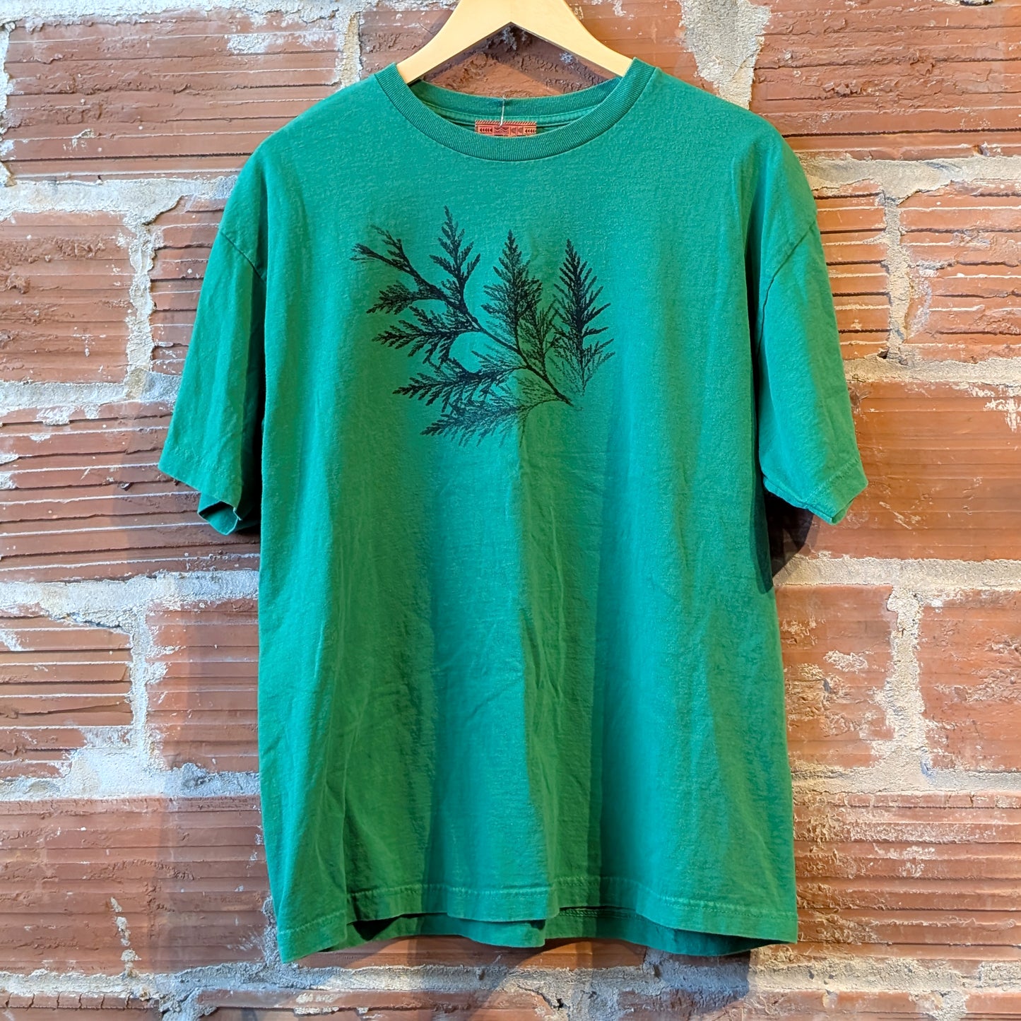 Cedar Printed Up-Cycled T-Shirt (Green LG)