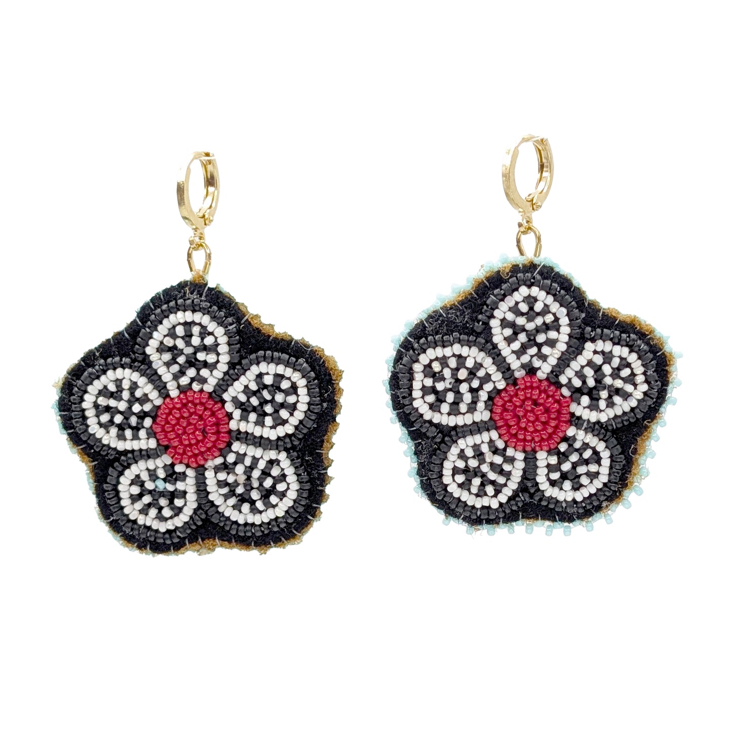 Winter Florals Dangling Beaded Earrings