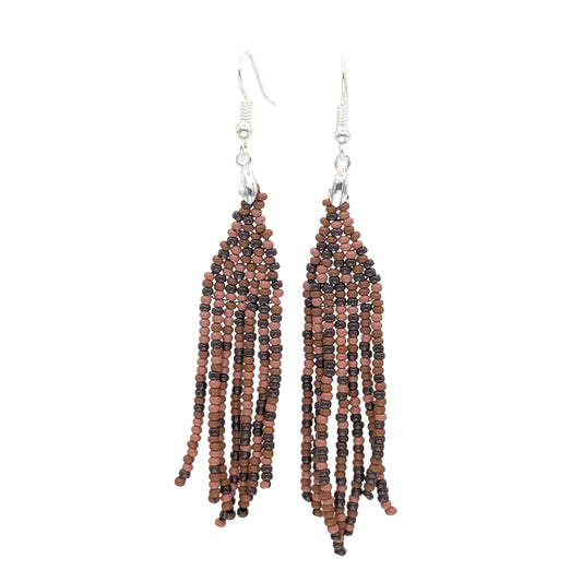 "Torti" Brown Mottled Fringe Earrings