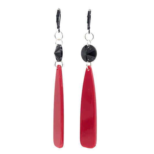 Faceted Circle & Red Drip Earrings