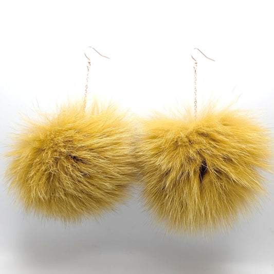 "Fluff" Gold Fox fur pom pom dangle