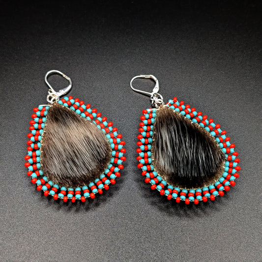 Pop Natural Seal Fur Raindrop Beaded Earrings