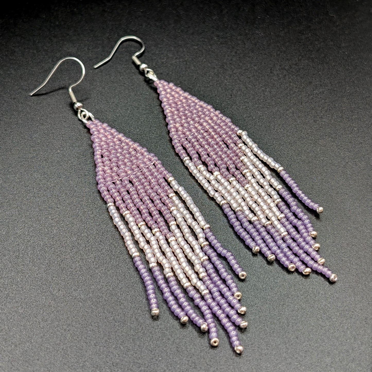 Lilac Dreams Fringe Beaded Earrings