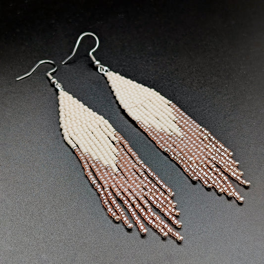 Swan Princess Fringe Beaded Earrings